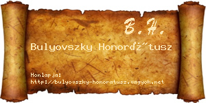 Bulyovszky Honorátusz névjegykártya